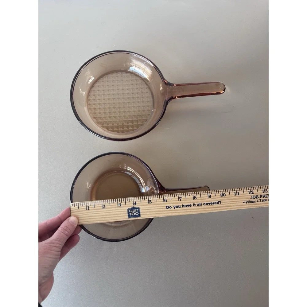 LOT/2 Vision Corning‎ Ware Amber Glass Frying Pans 5.75